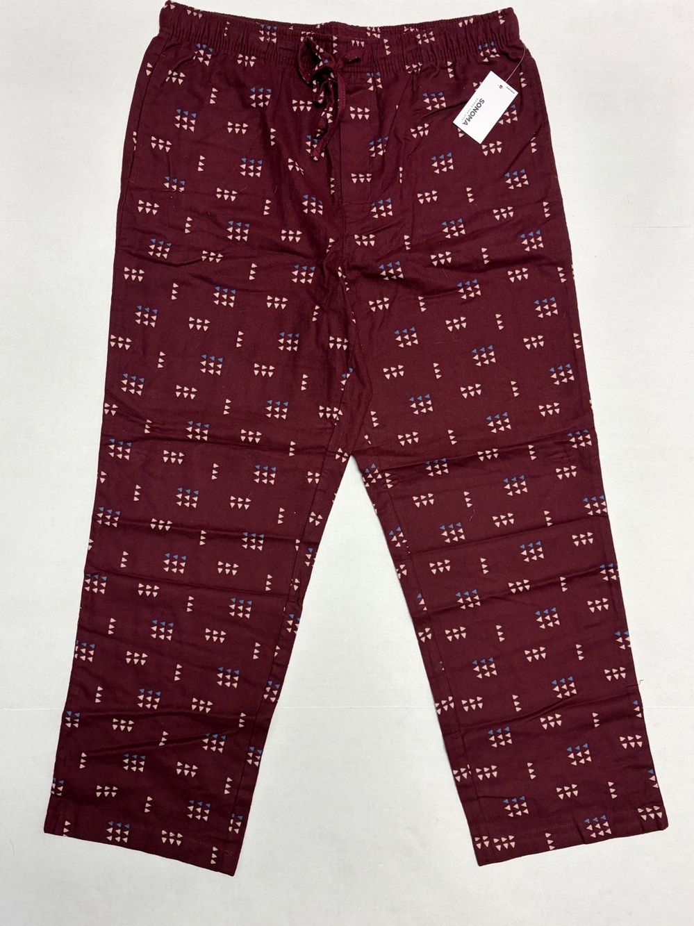 Sonoma Men’s Burgundy Geometric Flannel Pajama Pants NWT Soft Sleepwear
